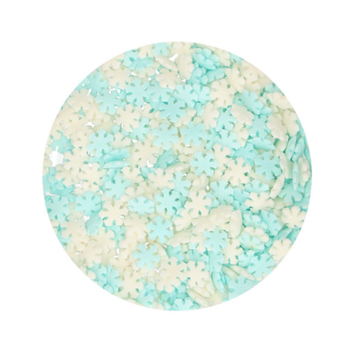 FUNCAKES SPRINKLES - WEISSE UND BLAUE SCHNEEFLOCKEN 50 G