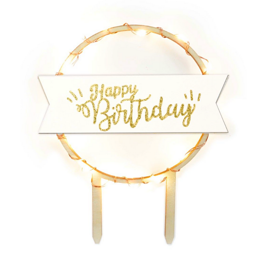 SCRAPCOOKING KUCHEN TOPPER - "HAPPY BIRTHDAY" LED