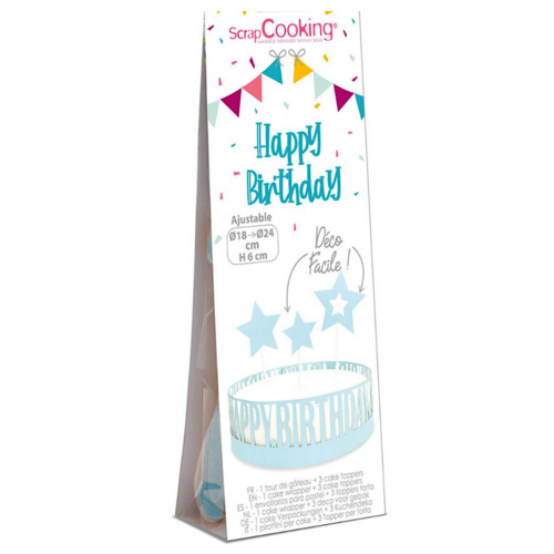 SCRAPCOOKING KUCHEN-WRAPPER + -TOPPERS - "HAPPY BIRTHDAY"