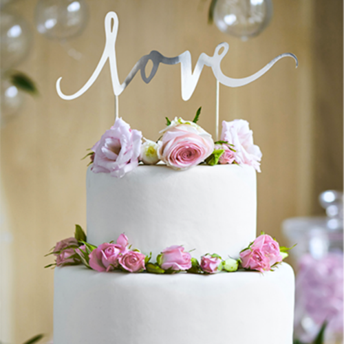 PARTYDECO KUCHEN TOPPER - SILBER LOVE