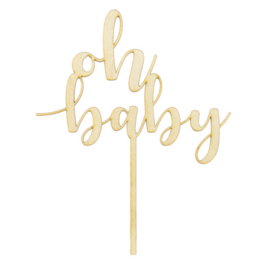 PARTYDECO HOLZ KUCHEN TOPPER - OH BABY