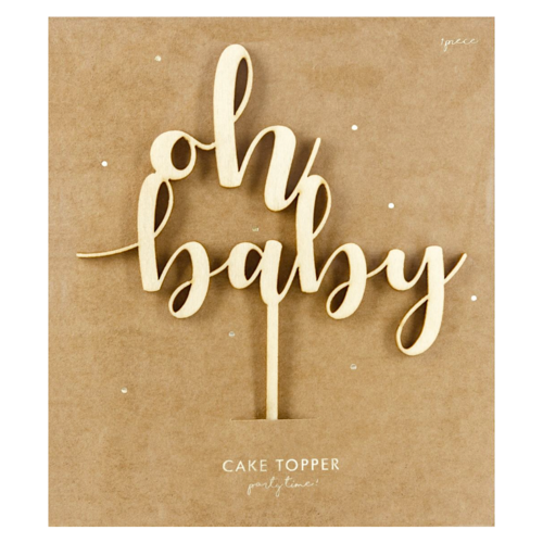PARTYDECO HOLZ KUCHEN TOPPER - OH BABY
