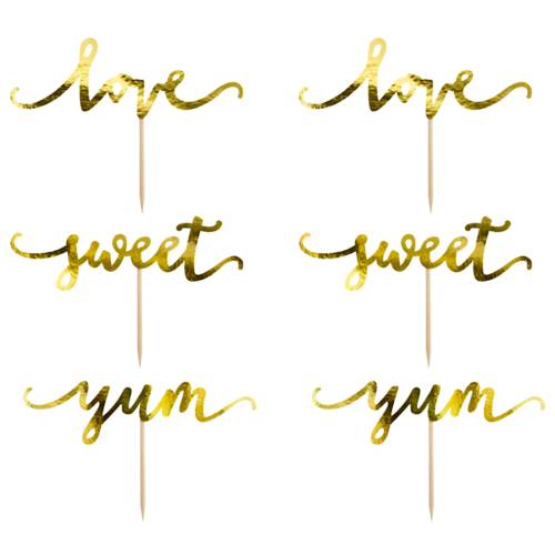 PARTYDECO CUPCAKE-TOPPER - GOLD LOVE