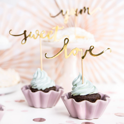 PARTYDECO CUPCAKE-TOPPER - GOLD LOVE