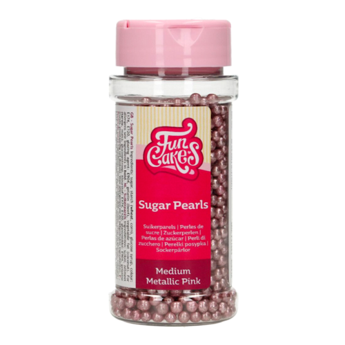 FUNCAKE ZUCKER-PERLEN - METALLIC ROSA (4 MM) 80 G