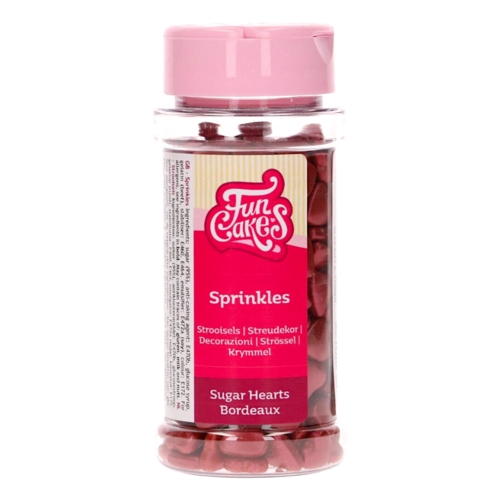 FUNCAKES SPRINKLES - BURGUNDERROTE HERZEN 80 G