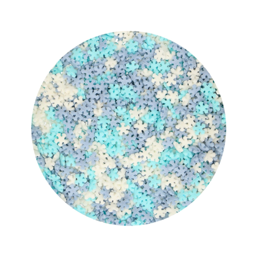 FUNCAKES SPRINKLES - MINI SCHNEEFLOCKEN (BLAU UND WEISS) 50 G