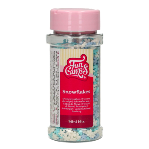 FUNCAKES SPRINKLES - MINI SCHNEEFLOCKEN (BLAU UND WEISS) 50 G