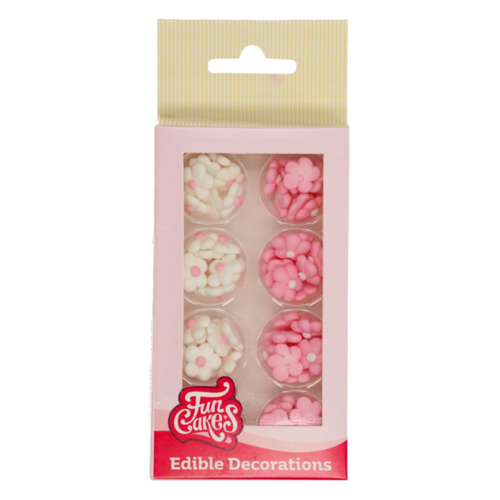 FUNCAKES ZUCKERDEKORATION - WEISSE UND ROSA MINI BLUMEN