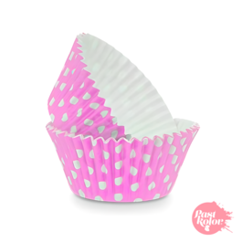 CUPCAKE EINWEGFORMEN ROSA MIT WEISSEN PUNKTEN