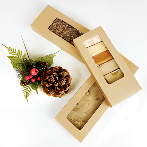 KRAFT NOUGAT BOX MIT FENSTER - 25,5 CM