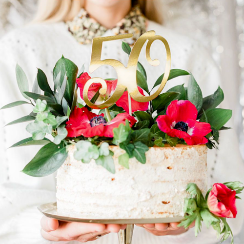 PARTYDECO KUCHEN TOPPER - "50" GOLD