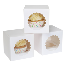 HOUSE OF MARIE SET WEISSE CUPCAKE-BOXEN - 1 CUPCAKE