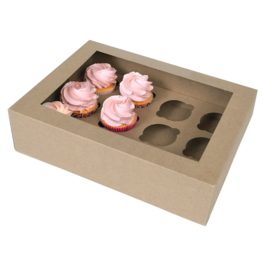 HOUSE OF MARIE SET KRAFT CUPCAKE-BOXEN - 12 CUPCAKES