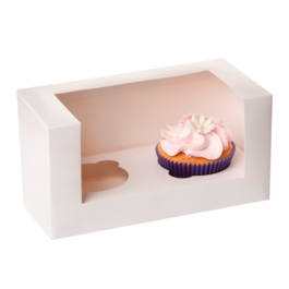 HOUSE OF MARIE SET WEISSE CUPCAKE-BOXEN - 2 CUPCAKES