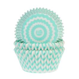 HOUSE OF MARIE CUPCAKE-EINWEGFORMEN - BLAU (CHEVRON)