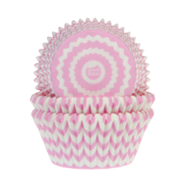 HOUSE OF MARIE CUPCAKE-EINWEGFORMEN - ROSA (CHEVRON)