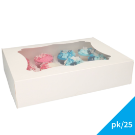 FUNCAKES WEISSE CUPCAKEBOX IT FENSTER - 12 CUPCAKES (25 EINHEITEN)