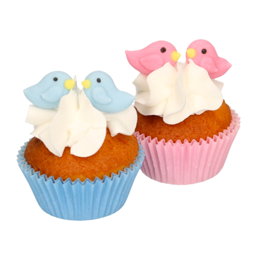 FUNCAKES ZUCKERDEKORATIONEN - ROSA UND BLAUE VGEL