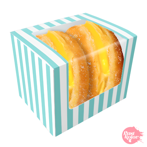 WEISSE UND BLAUE DONUT-BOX - 12,5 X 10 CM