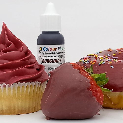 SUGARFLAIR FETTLÖSLICHE LEBENSMITTELFARBE "COLOURFLEX" - BURGUNDERROT 15 ML