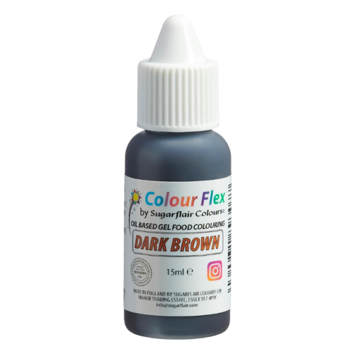 SUGARFLAIR FETTLSLICHE LEBENSMITTELFARBE "COLOURFLEX" - DUNKEL BRAUN 15 ML