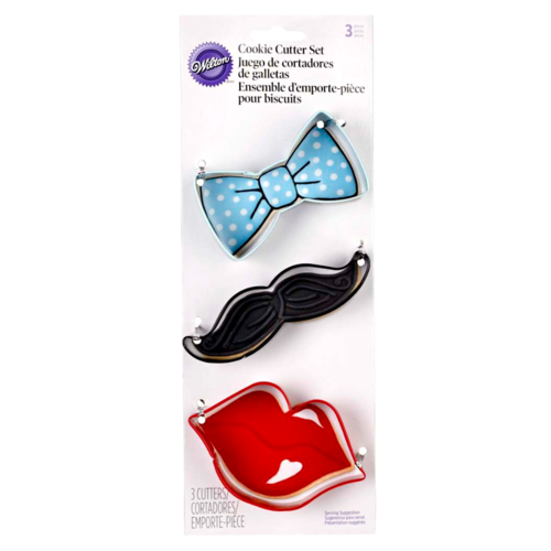 WILTON AUSSTECHFORMEN SET - SCHNURRBART / LIPPEN / FLIEGE