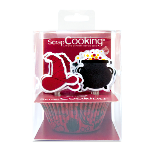 SCRAPCOOKING CUPCAKE-EINWEGFORMEN + TOPPERS SET - HALLOWEEN