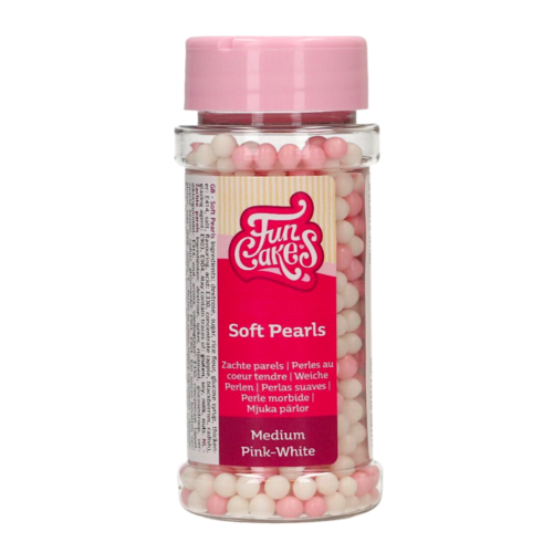 FUNCAKE WEICHE ZUCKER-PERLEN - ROSA & WEISS 60 G