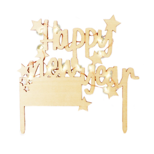 SCRAPCOOKING KUCHEN TOPPER - "HAPPY NEW YEAR" LED