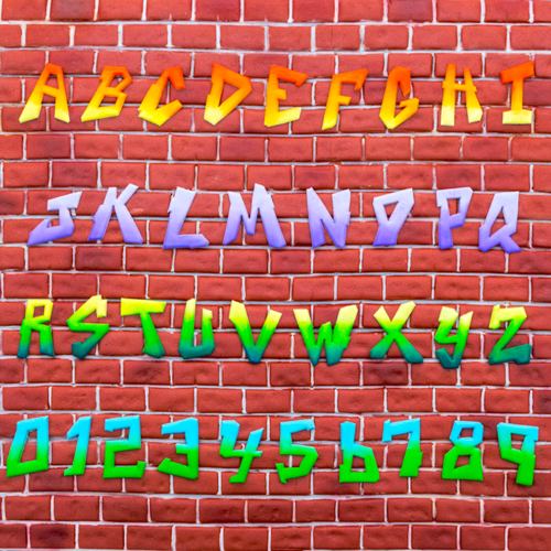 FMM TAPPIT AUSSTECHFORMEN SATZ - ALPHABET UND -ZAHLEN (GRAFFITI)