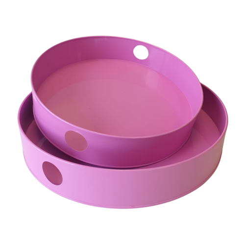 SATZ RUNDE METALLTABLETTS - ROSA