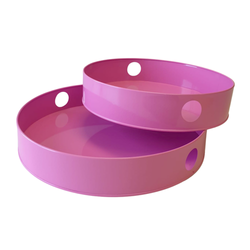 SATZ RUNDE METALLTABLETTS - ROSA