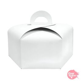 WEISSE SECHSECKIGE KUCHENBOX MIT GRIFF 40 CM Ø