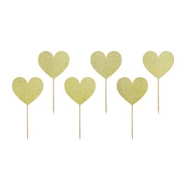 PARTYDECO CUPCAKE-TOPPER - GOLDENE HERZEN