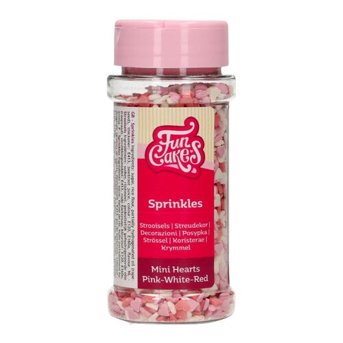 FUNCAKES SPRINKLES - ROSANE / WEISSE / ROTE MINI HERZEN (60 G)