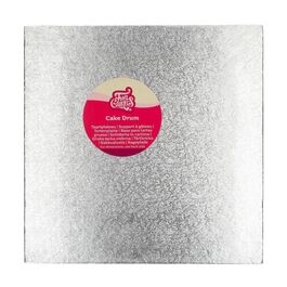 FUNCAKES QUADRATISCHER CAKE DRUM - SILBER 30 CM