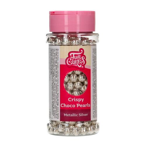 FUNCAKES KNUSPRIGE SCHOKOLADENPERLEN - METALLIC SILBER (60 G)