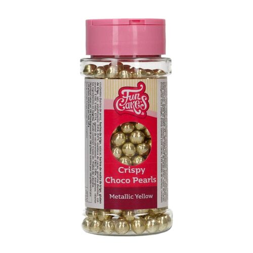 FUNCAKES KNUSPRIGE SCHOKOLADENPERLEN - METALLIC GELB (60 G)