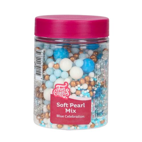 FUNCAKE WEICHE ZUCKER-PERLEN - MIX "BLUE CELEBRATION" 80 G