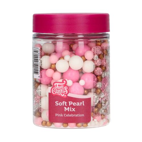 FUNCAKE WEICHE ZUCKER-PERLEN - MIX "PINK CELEBRATION" 80 G