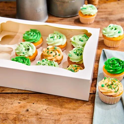 WEIßE BOX FÜR 6 CUPCAKES MIT FENSTER - FUNCAKES (25 U)