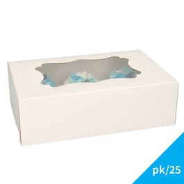 WEIßE BOX FÜR 6 CUPCAKES MIT FENSTER - FUNCAKES (25 U)