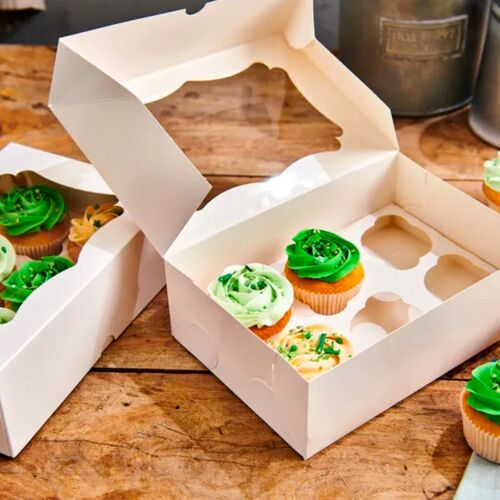 WEIßE BOX FÜR 6 CUPCAKES MIT FENSTER - FUNCAKES (25 U)