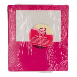 FUNCAKES BOX FÜR 6 CUPCAKES [ODER 12 MINI-CUPCAKES] MIT FENSTER - ROSA (3 STÜCK)