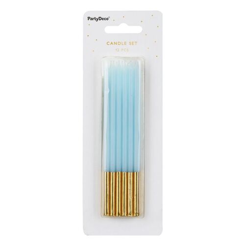 PARTYDECO GEBURTSTAGSKERZEN - BLAU/GOLD (14 CM)