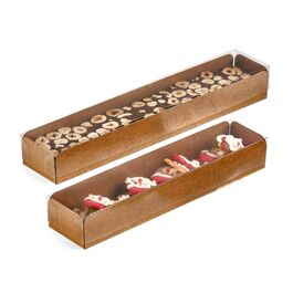 TUNNEL NOUGATBOX (KRAFT-BODEN + TRANSPARENTE DECKEL) - 20 CM