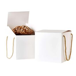 WEISSE-PANETTONE-BOX MIT SEILGRIFFE - 21,5 CM