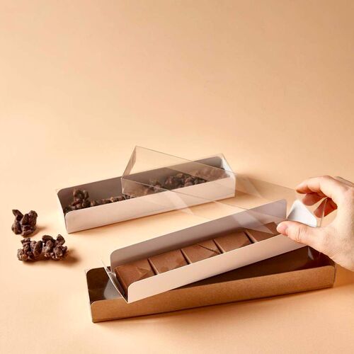 TUNNEL NOUGATBOX (KRAFT-BODEN + TRANSPARENTE DECKEL) - 20 CM