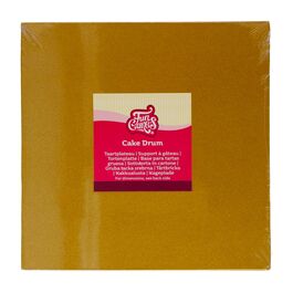 FUNCAKES QUADRATISCHER CAKE DRUM - GOLD 25 CM Ø